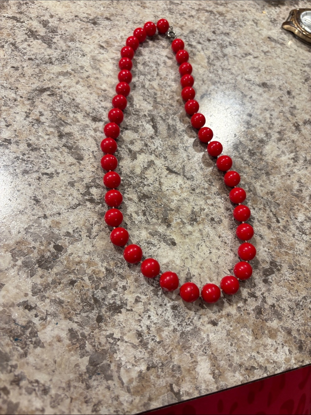 Bright Red Bead Necklace for Women